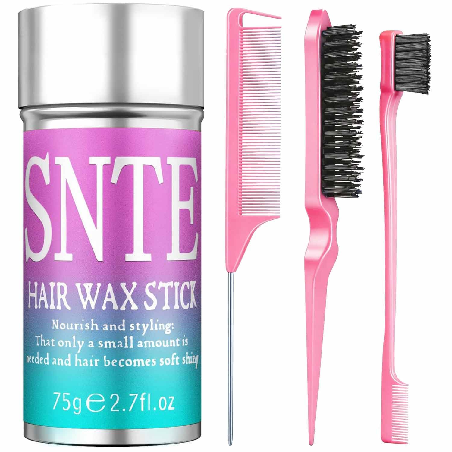 Hair Wax Stick & Hair Brush of 4Pcs, Wax Hair Stick with Slick